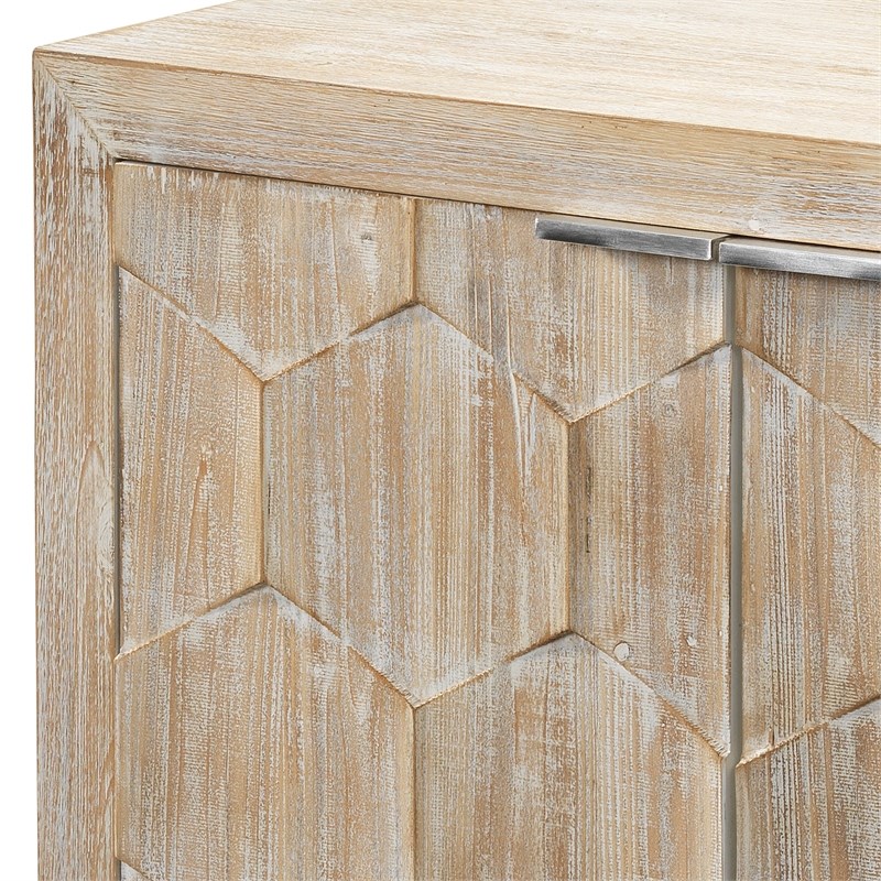 J&D Designs Juniper Three-Door Engineered Wood Accent Chest in Gray Wash