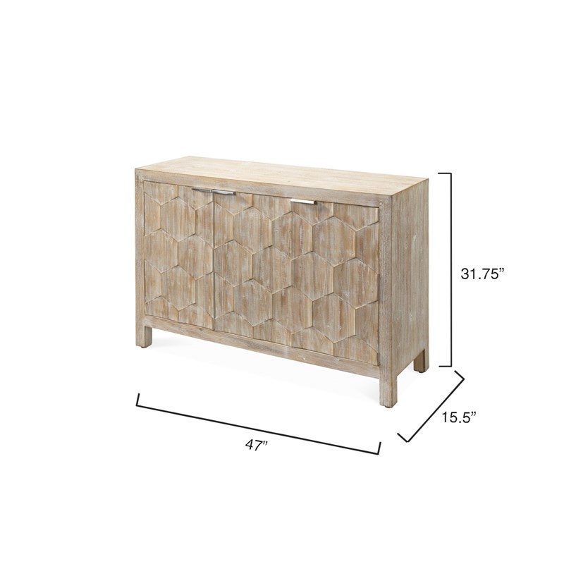 J&D Designs Juniper Three-Door Engineered Wood Accent Chest in Gray Wash