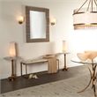 J&D Designs Co Shelby Hide Bench In White Hide and Antique Brass Metal
