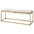 J&D Designs Co Shelby Hide Bench In White Hide and Antique Brass Metal