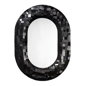 J&D Designs Co Enigma Iron Oval Mirror  in Black