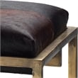 J&D Designs Co Shelby Hide Bench in Brown and Antique Brass Metal