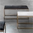 J&D Designs Co Shelby Hide Bench in Brown and Antique Brass Metal