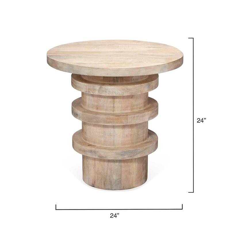 J&D Designs Co Revolve Wood Side Table in Cream