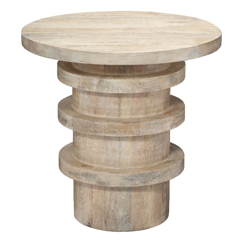 J&D Designs Co Revolve Wood Side Table in Cream