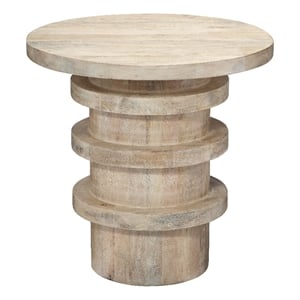 J&D Designs Co Revolve Wood Side Table in Cream