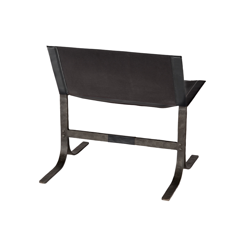 J&D Designs Co Alessa Leather Sling Chair in Black