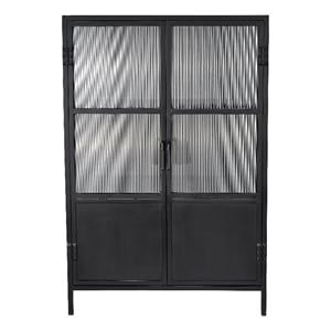 J&D Designs Co Vitrino 2 Door Metal Iron Dresser in Black