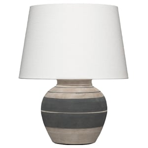 J&D Designs Co Bernard Ceramic Table Lamp in Beige and Dark Grey Ceramic