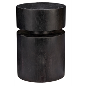 J&D Designs Co Dylan Wood Round Side Table in Charcoal