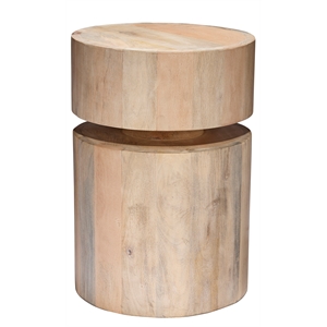 J&D Designs Co Dylan Wood Round Side Table in White Wash