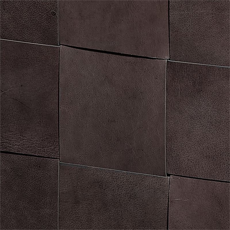 J&D Designs Co Woven Leather Ottoman in Dark Gray