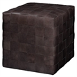 J&D Designs Co Woven Leather Ottoman in Dark Gray