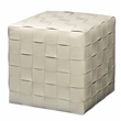 J&D Designs Co Woven Leather Ottoman in White Hide Leather