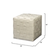 J&D Designs Co Woven Leather Ottoman in White Hide Leather