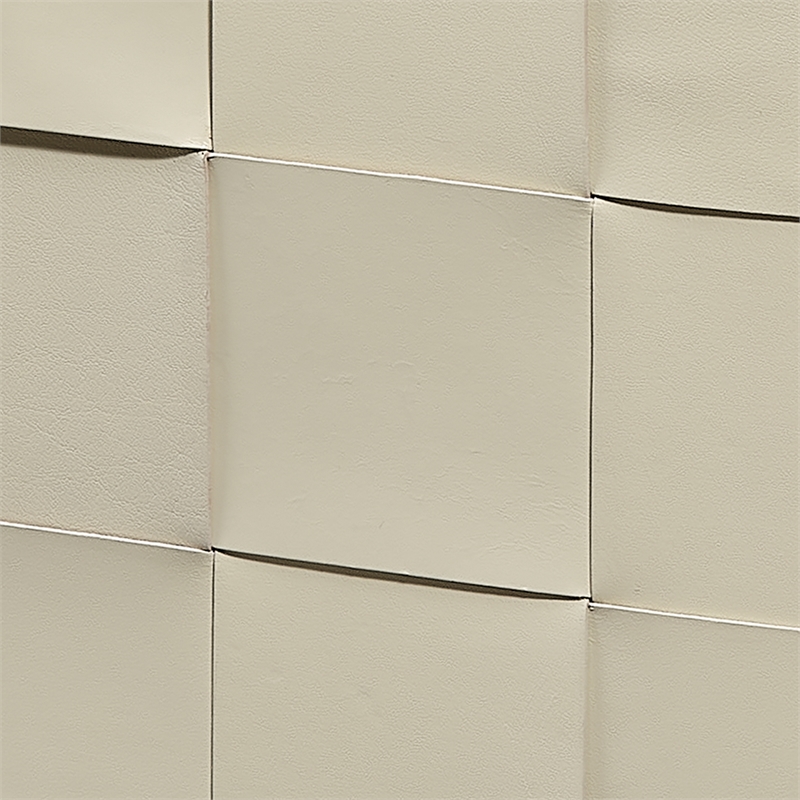 J&D Designs Co Woven Leather Ottoman in White Hide Leather