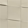 J&D Designs Co Woven Leather Ottoman in White Hide Leather