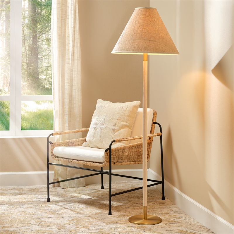 J&D Designs Co Morgana Metal and Wood Floor Lamp Antique Brass