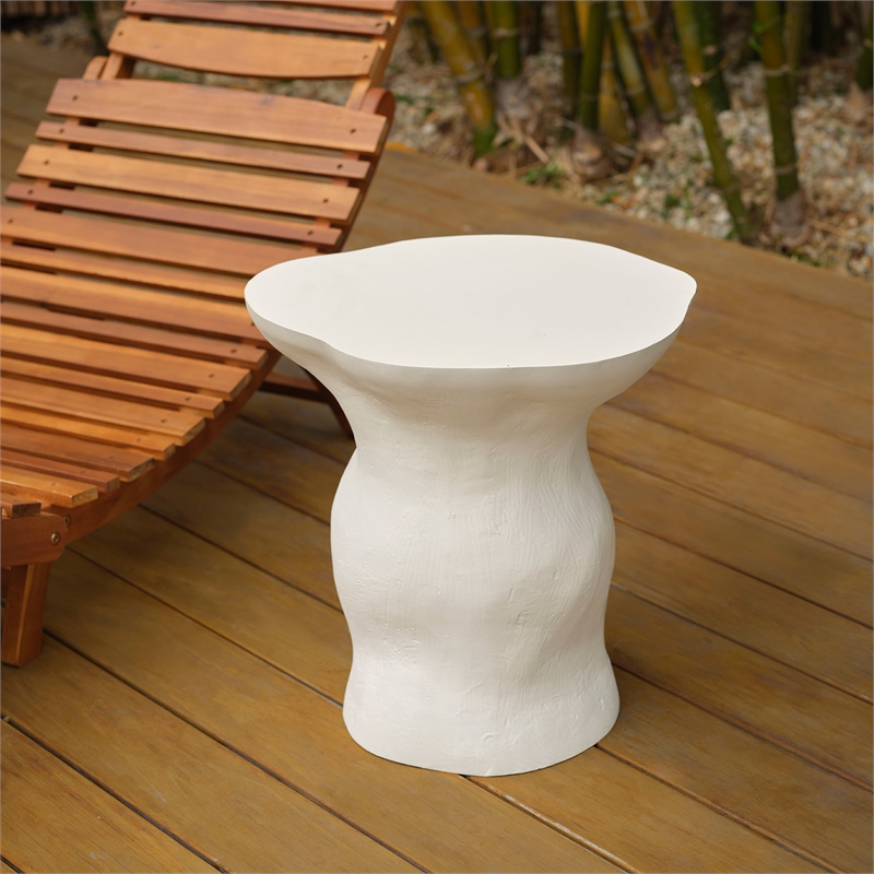 J&D Designs Co Sculpt Fiberglass Side Table Cream