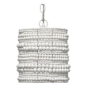 J&D Designs Co Strand Wood Beaded Pendant White