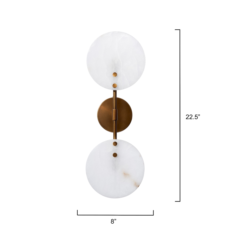 J&D Designs Co Oracle Alabaster Sconce Antique Brass Stone