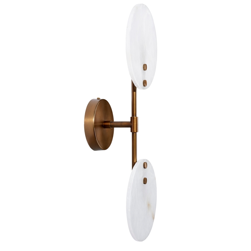 J&D Designs Co Oracle Alabaster Sconce Antique Brass Stone