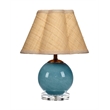 J&D Designs Co Dottie Blown Glass Table Lamp with Raffia Shade Blue
