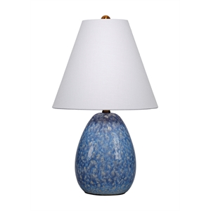 J&D Designs Raindrop Ceramic Table Lamp with Linen Shade Blue