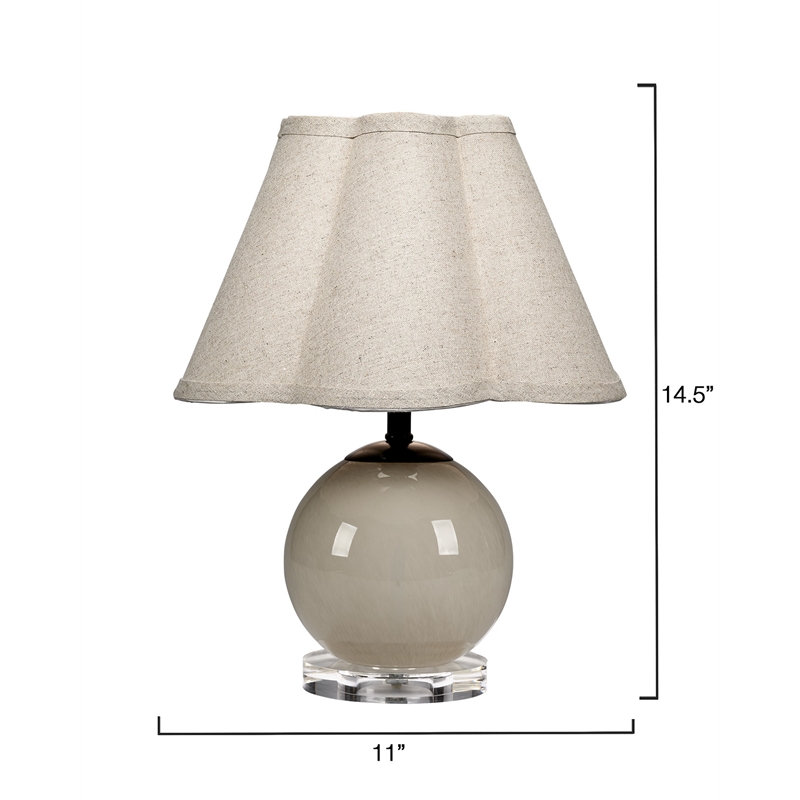 J&D Designs Dottie Blown Glass Table Lamp with Linen Shade Taupe