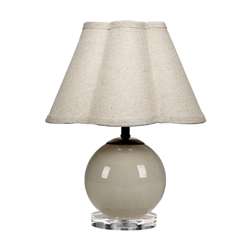 J&D Designs Dottie Blown Glass Table Lamp with Linen Shade Taupe