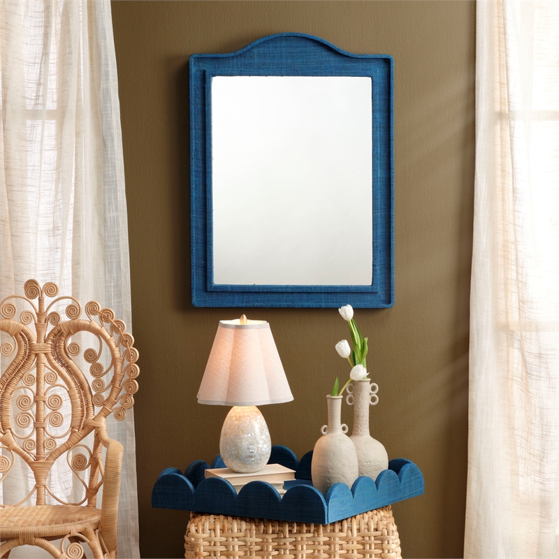 J&D Designs Hilltop Raffia Arch Wall Mirror Indigo