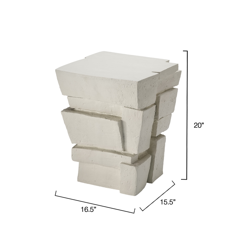 J&D Designs Co Brick Fiberglass Indoor/Outdoor Side Table Cream
