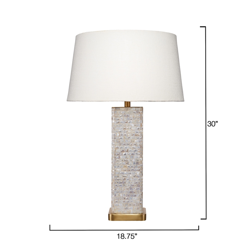 J&D Designs Preston Mother of Pearl Table Lamp with Linen Shade