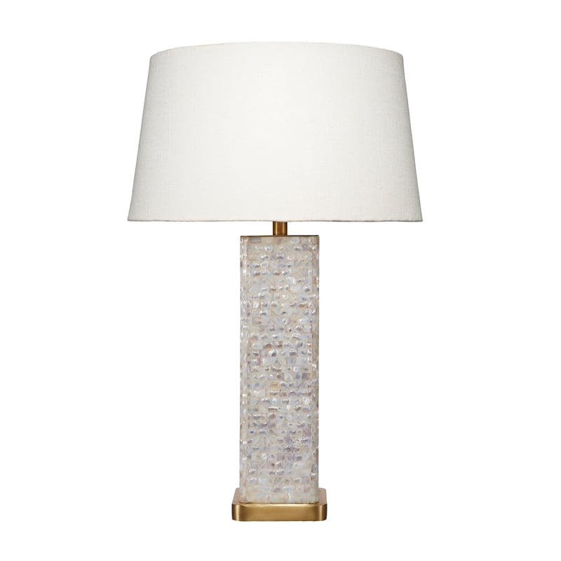 J&D Designs Preston Mother of Pearl Table Lamp with Linen Shade