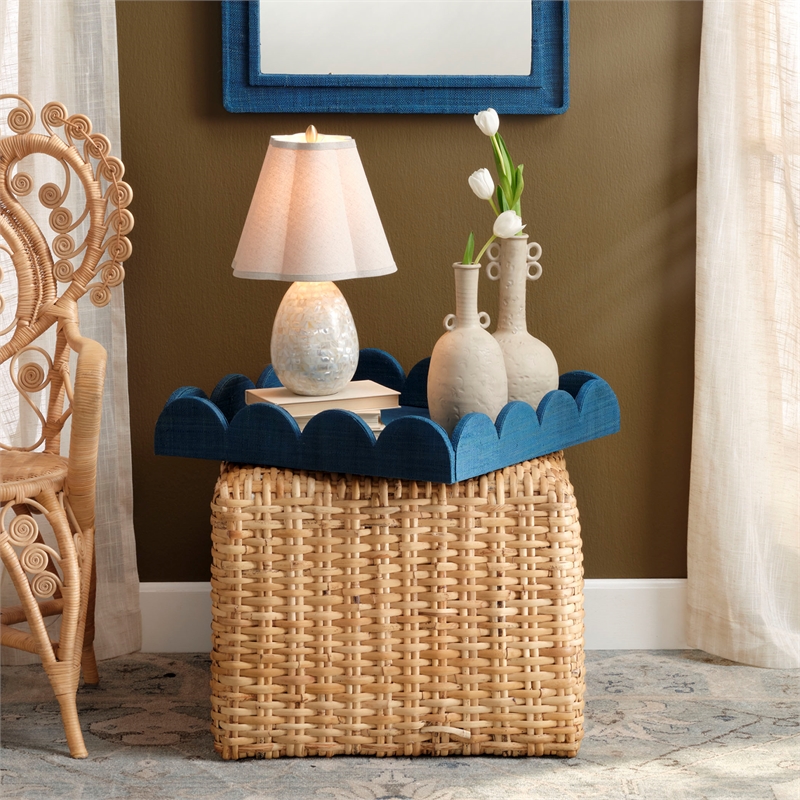 J&D Designs Capsule Mother of Pearl Table Lamp with Linen Shade