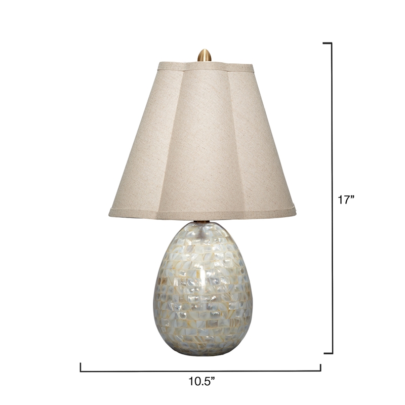 J&D Designs Capsule Mother of Pearl Table Lamp with Linen Shade