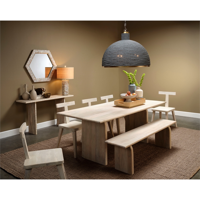 J&D Designs Lucille Mother of Pearl Table Lamp with Raffia Shade