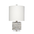 J&D Designs Garbo Mother of Pearl Table Lamp with Linen Shade Grey
