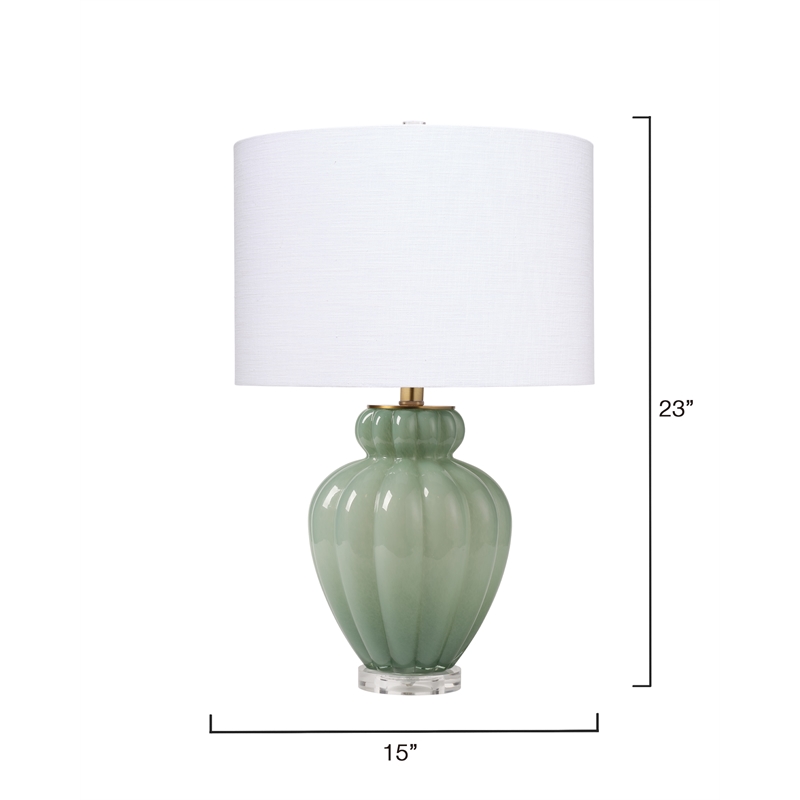 J&D Designs Co Agnes Table Lamp in Celadon Glass