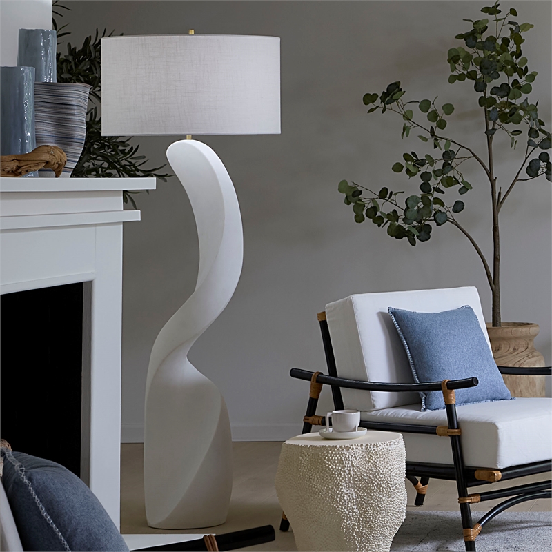 J&D Designs Co Cobra Floor Lamp in White Rice Stone