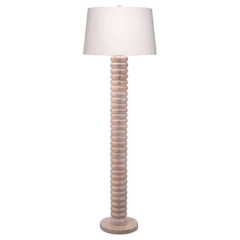 J&D Designs Co Abacus Mango Wood 1-Light Floor Lamp with Polyester Linen Shade