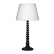 J&D Designs Revolution Wood Table Lamp in Black with Linen Shade
