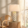 J&D Designs Co Harlequin Ceramic Table Lamp with Linen Shade in Green