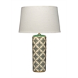 J&D Designs Co Harlequin Ceramic Table Lamp with Linen Shade in Green