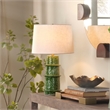 J&D Designs Co Saturn Ceramic Table Lamp with Linen Shade in Green