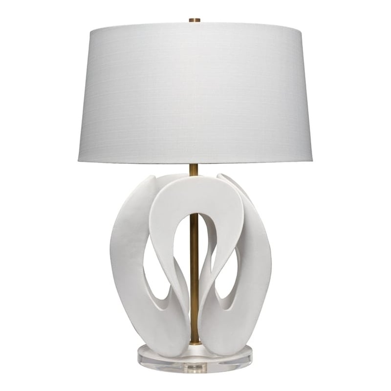 J&D Designs Co Swan Resin Table Lamp with Linen Shade in White
