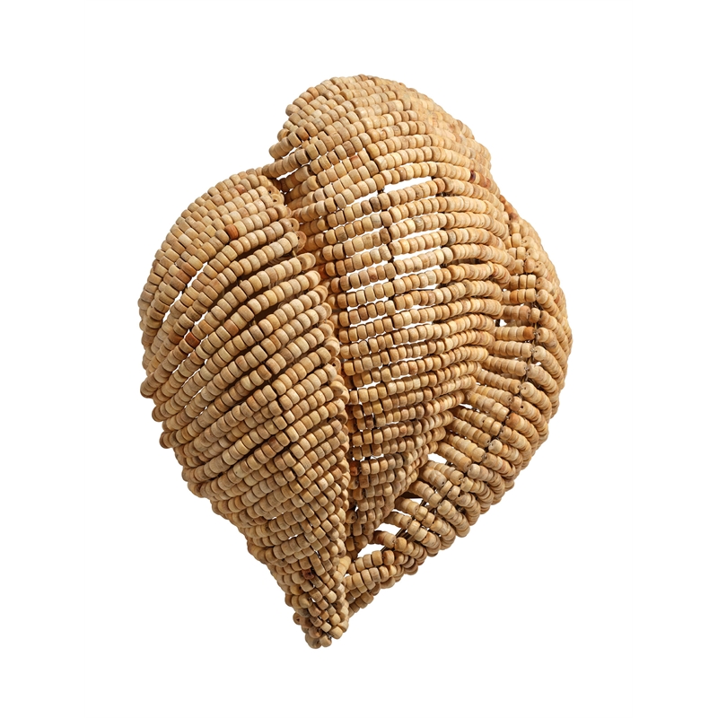 J&D Designs Co Anguilla 1-Light Wood Beaded Wall Sconce in Natural Beige
