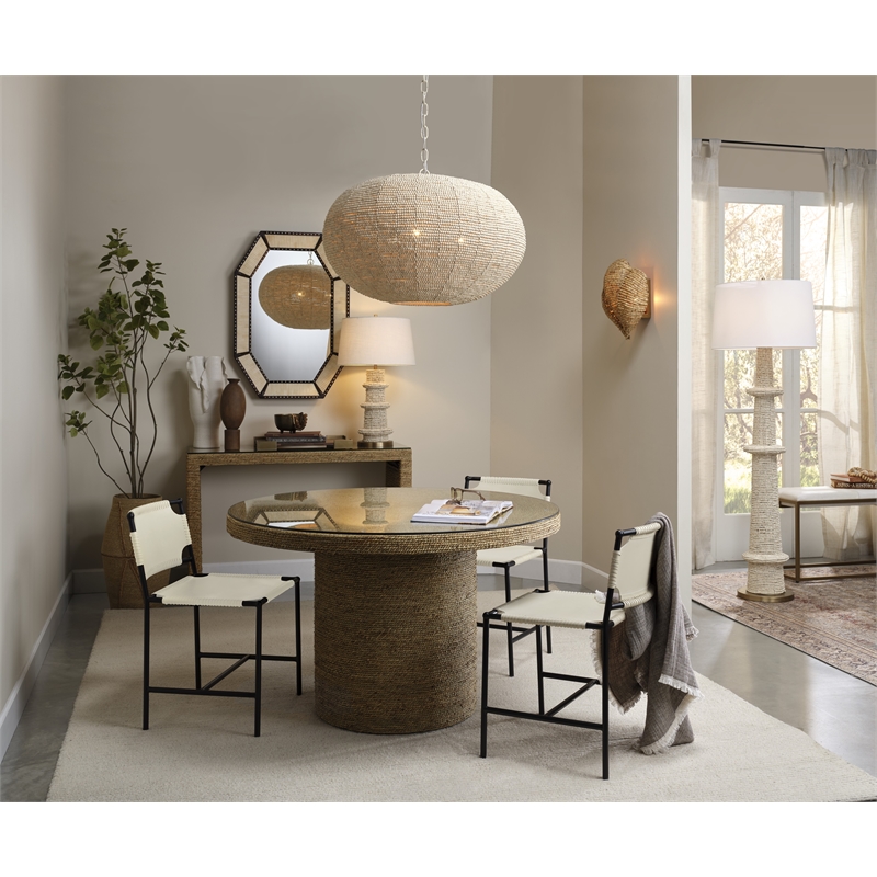 J&D Designs Co Anguilla 1-Light Wood Beaded Wall Sconce in Natural Beige