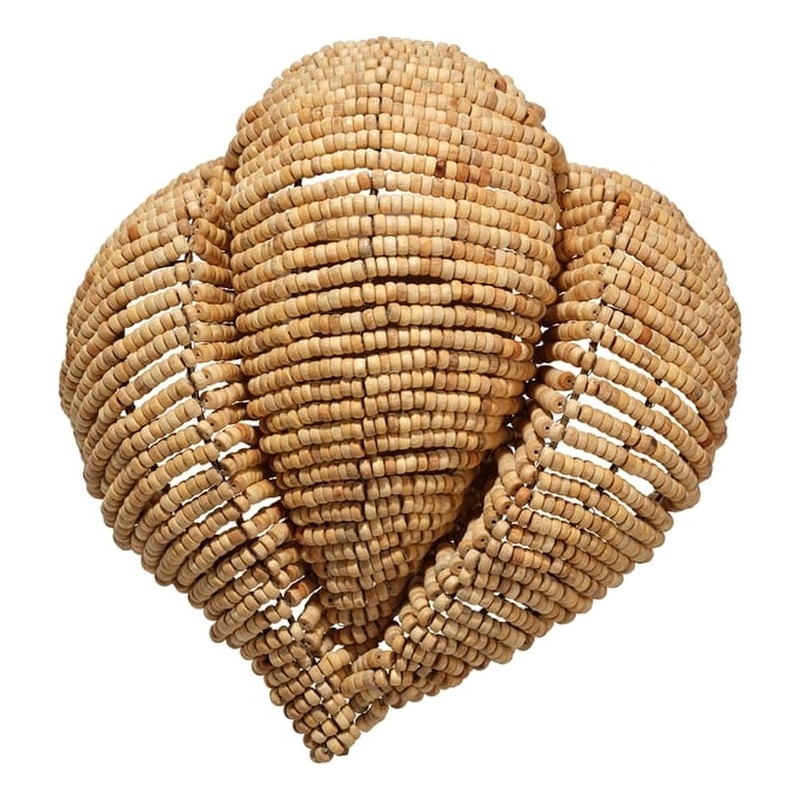 J&D Designs Co Anguilla 1-Light Wood Beaded Wall Sconce in Natural Beige