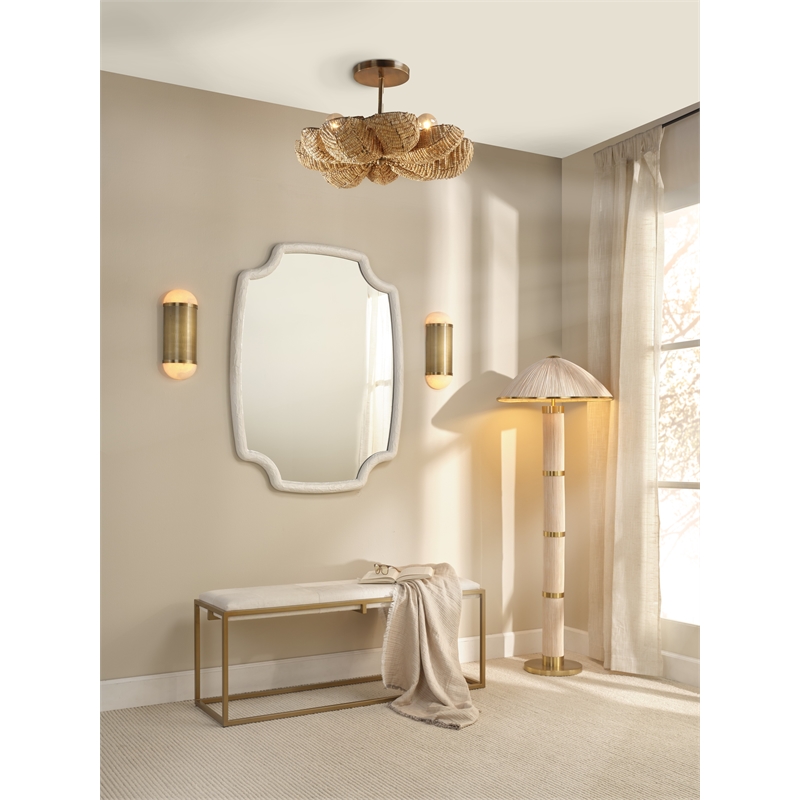 J&D Designs Co Anguilla Semi-Flush Mount in Natural Beige Wood Beads in Natural